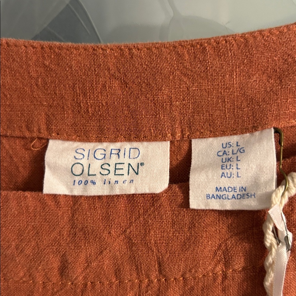 Sigrid Olsen Terracotta 100% Linen Top - Picture 2 of 4